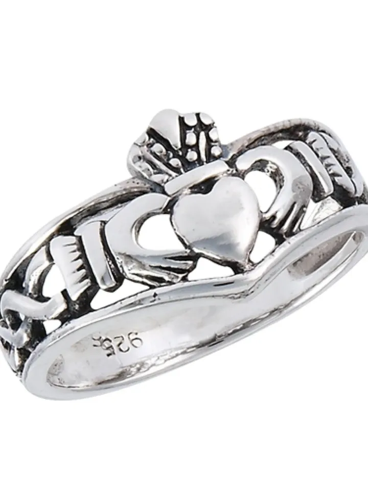 Claddagh Ring, Sterling Silver Claddagh Ring with weave, Celtic Sterling Silver Ring, Claddagh Promise Ring, Celtic Engagement Crown Ring