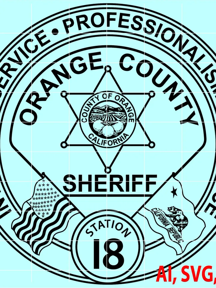 State of California Orange County Sheriff Badge, Logo, Seal, Custom, Ai, Vector, SVG, DXF, PNG, Digital