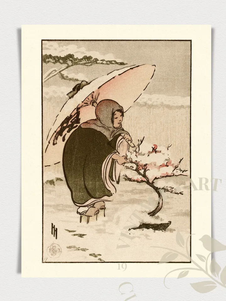 Vintage Japanese Art Prints Set of 2, Asian PRINTABLE Muted Wall Art, Minimalist Home Decor, Digital | #225 S2