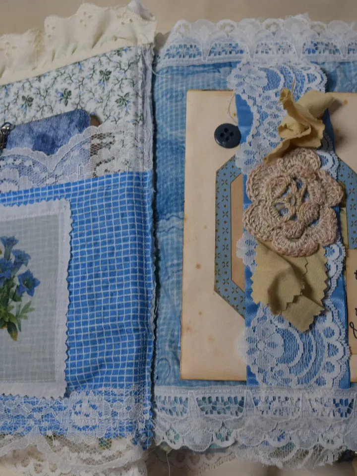 Happiness-Fabric Journal-Handmade Junk Journal-Repurposed Journal
