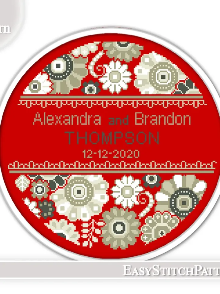Wedding cross stitch pattern. DIY. Save the date. Anniversary cross stitch.