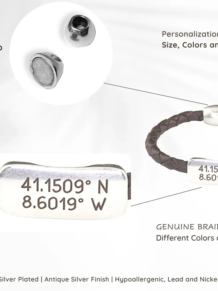 Custom ENGRAVED Wristband in Braided Leather | MALE Jewelry Personalized Bracelet for Him | Leather Cuff Gift for Dad / Boyfriend / Husband