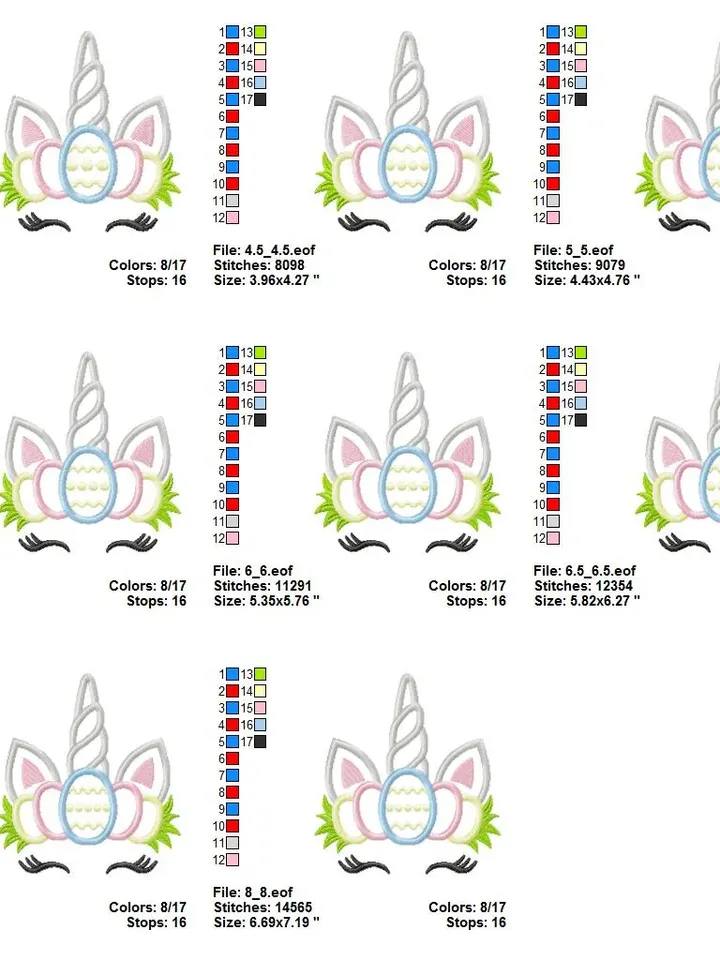 Cute Easter Egg Unicorn 1st Easter day outfit Bunny Rabbit Design applique for Machine Embroidery