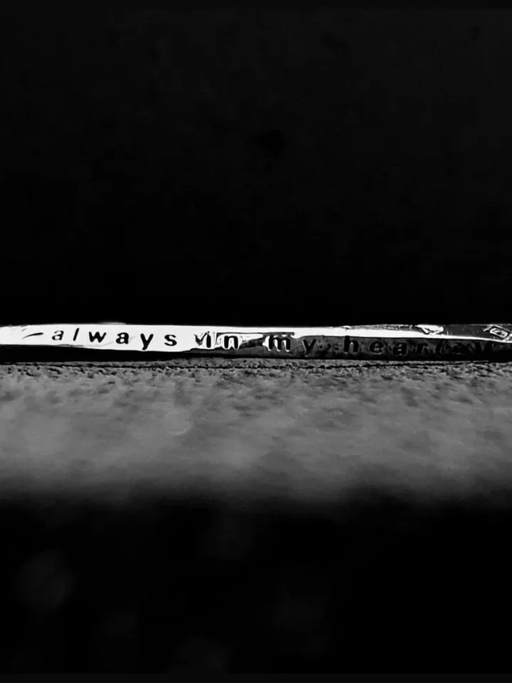 Solid Silver Always in My Heart Cuff, High Quality Thick & Solid 925 Sterling Silver Handmade  Adjustable Bangle, Christmas Gifts for Women