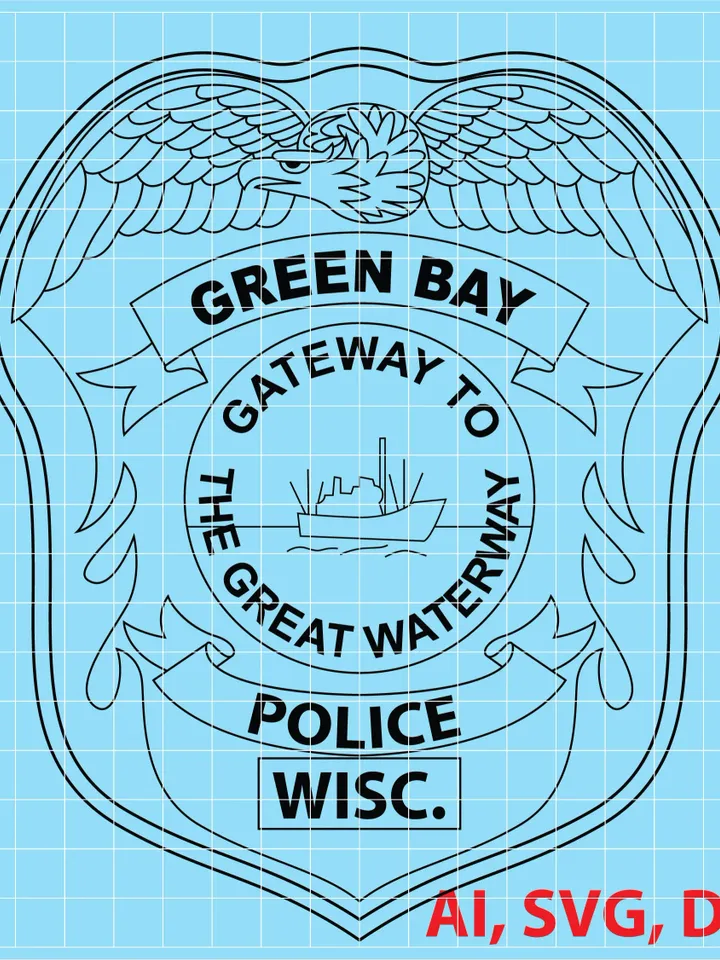 Wisconsin Green Bay Police Badge, Logo, Seal, Custom, Ai, Vector, SVG, DXF, PNG, Digital