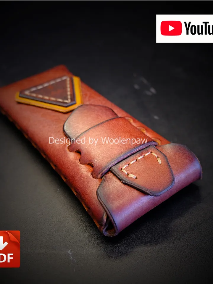Leather glasses case / pen case - leather pattern. NS7