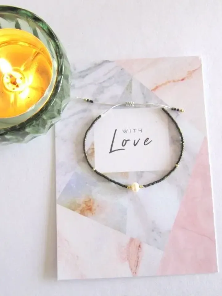 Miyuki bead bracelet and gift Card/Dainty & Beaded Tiny beads/Miyuki bracelet, friendship bracelet with freshwater pearl, Miyuki bracelets