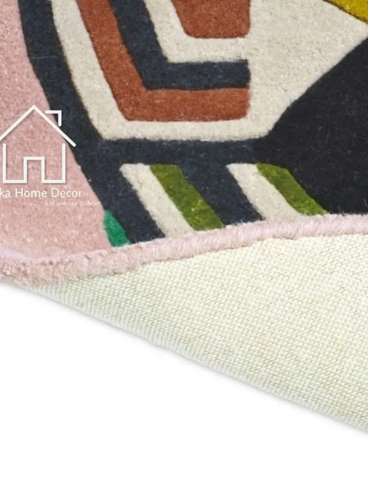 Spido Round Shape Wool & Silk Rug Handmade Area Rug Hand Tuft Rugs Morden Rugs for Living Room Rugs Bedroom rug Designer Area Rug