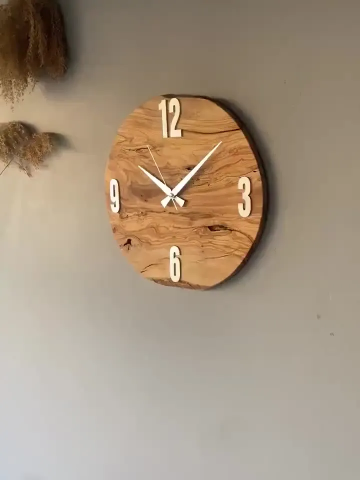 Custom Made Olive Wood Wall Clock, Live Edge Farmhouse Clock, Wooden Wall Art, Unique Home Gift