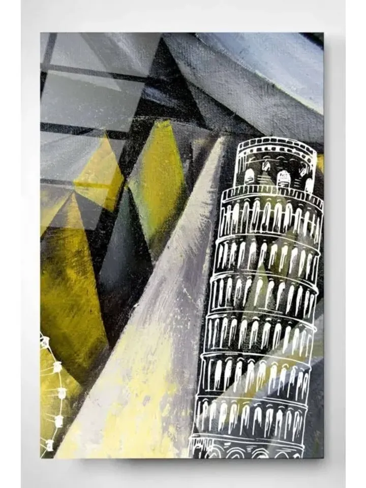 Digi-art Leaning Tower of Pisa Tempered Glass Printing Wall Art , Natural And Vivid Wall Decor , Modern Wall Art, Extra Large Wall Art