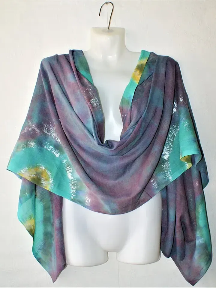 Gray blue cotton scarf Large hand dyed shawl Mother's day gift Tie dye scarf