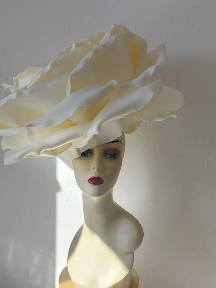 Huge rose statement hat 3 pcs Wedding headdress20" Kentucky Derby Cocktail Occasion headpiece Women Fashion 2024