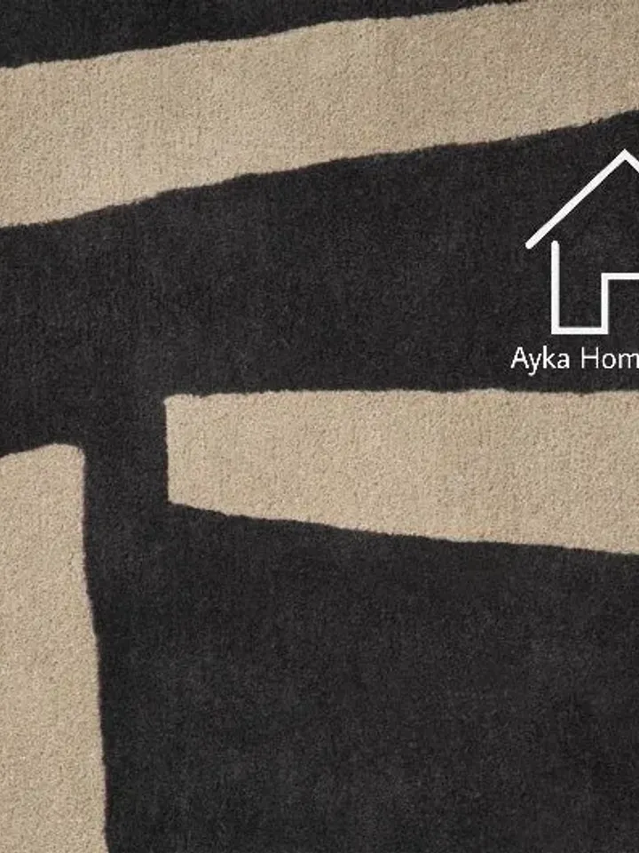 Ayka 100% Handmade Woolen Area Rug For Hall Kitchen Living Room Bed Room Bath Room Dining Room Kids Room Carpet / Beige Black Rugs Christmas