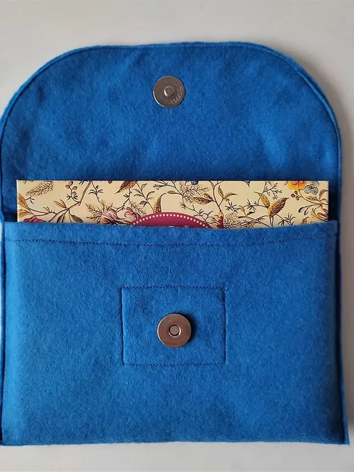 手拿包 Felt clutch blue cosmetic bag small bag flower handbag