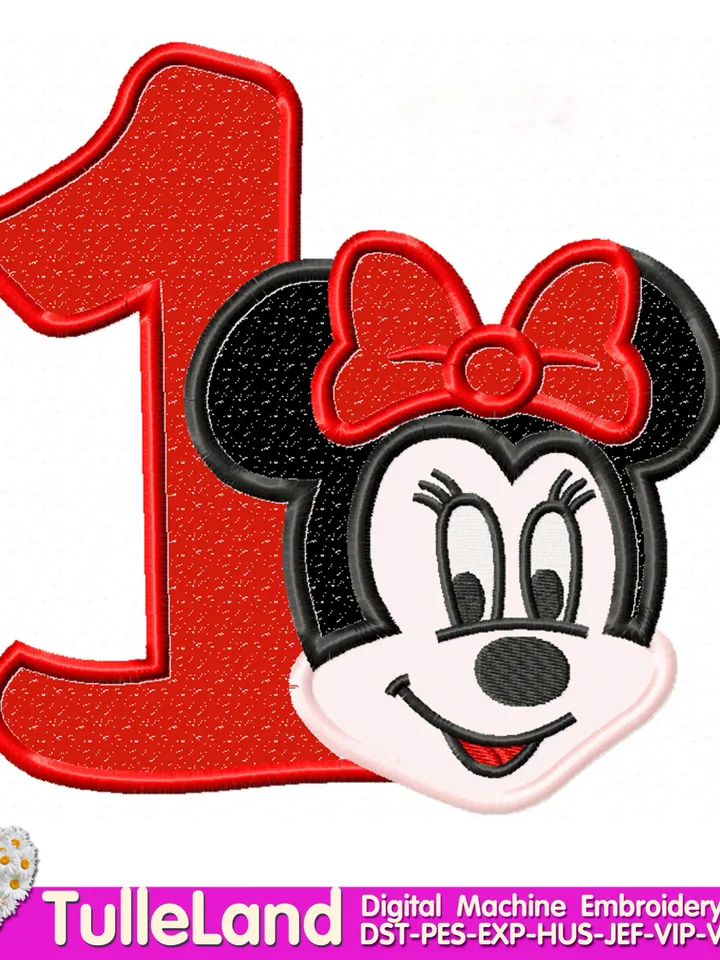 Mouse Number One Cute mouse Happy first birthday Oh Toodles, I'm 1  Design applique for Machine Embroidery