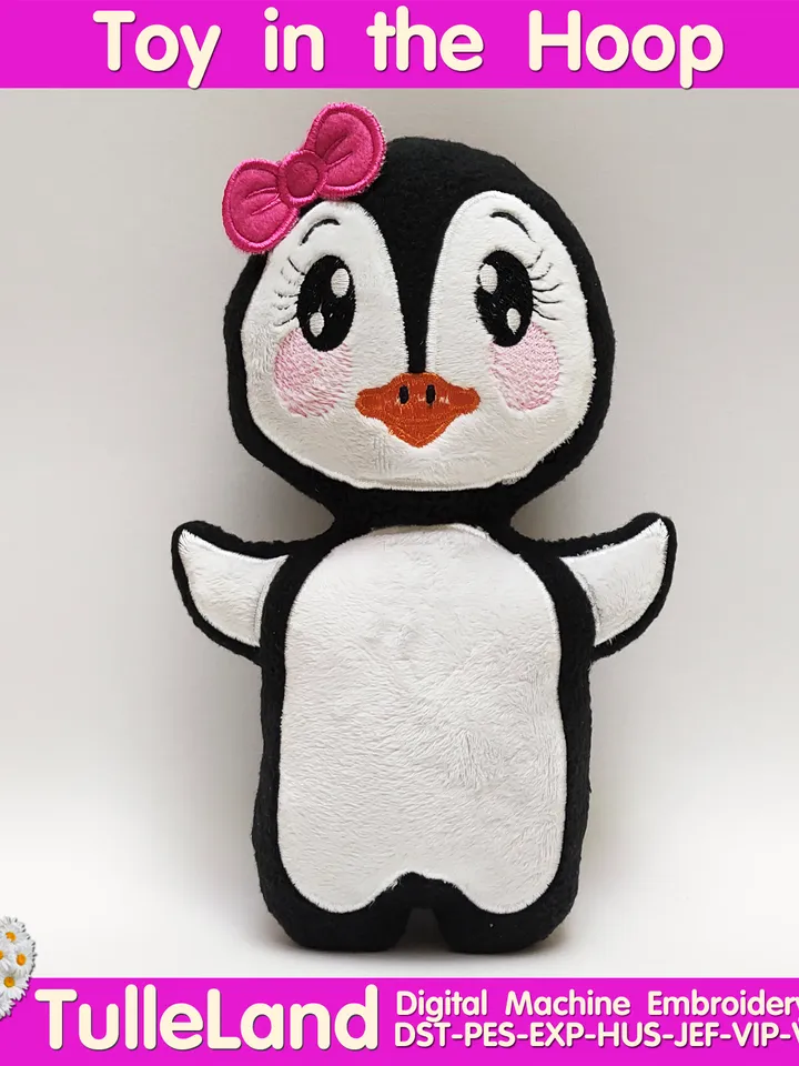 Penguin toy Stuffed ITH pattern Machine embroidery design Penguin toy Stuffed in the Hoop Machine embroidery design