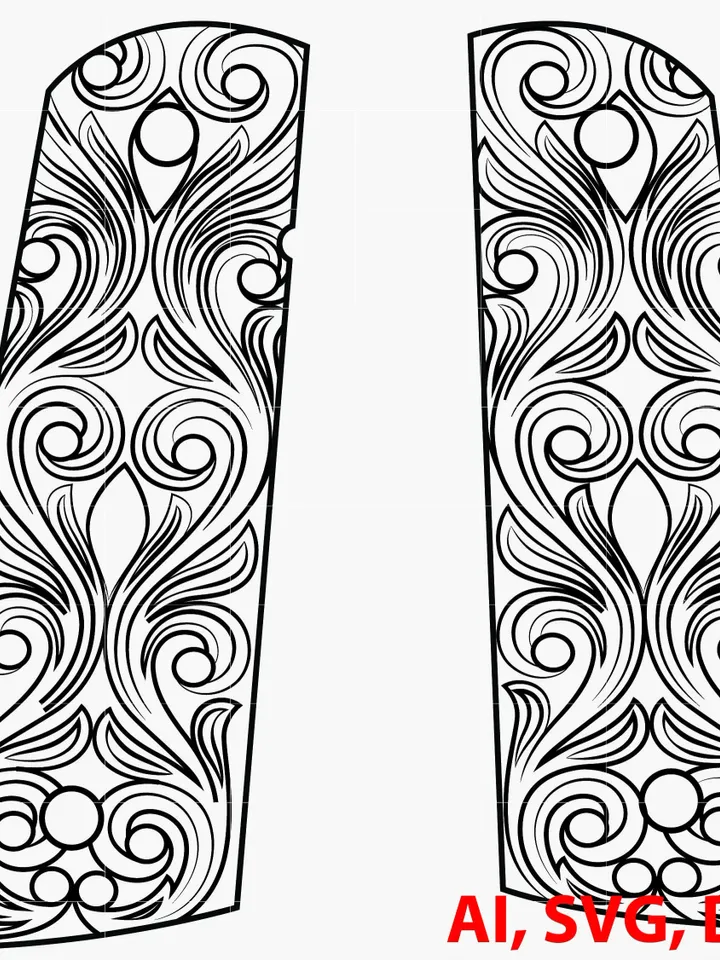 1911 Gun Gripper design Vector art,SVG, Digital, Vector outline, Custom, Vector line art, Ai