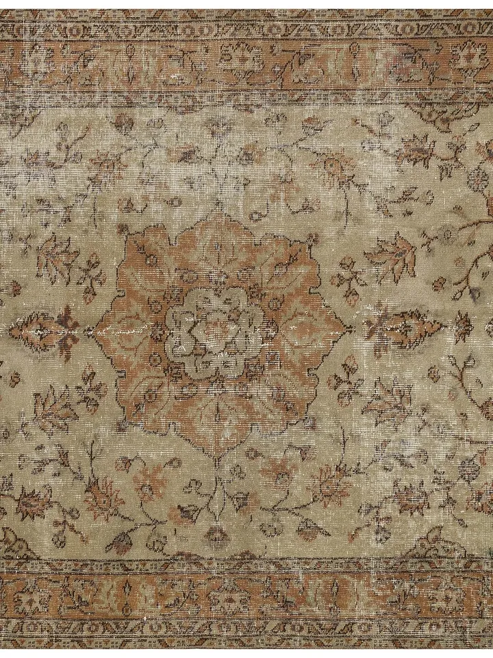 Boho Chic Turkish Rug - Natural Oushak Carpet for Bohemian Home Decor - 139x228 cm (4.5x7.5 ft
