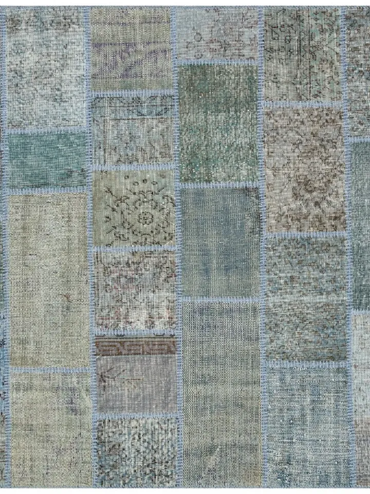 Blue Patchwork Kilim Rug, Handmade Turkish Patchwork Rug, 160x230 cm 5,3x7,5 ft ,