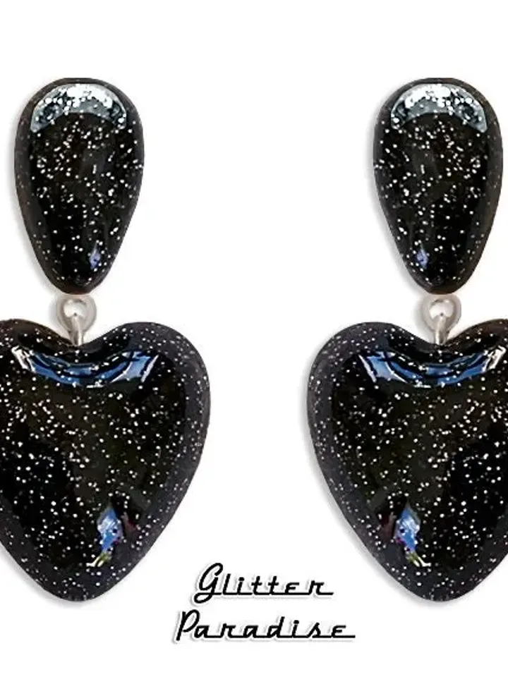 Lucite Heart & Drops - Earrings - Confetti Lucite - True Love Earrings - Valentine's - Vintage Inspired - Heart Earrings - Glitter Paradise®