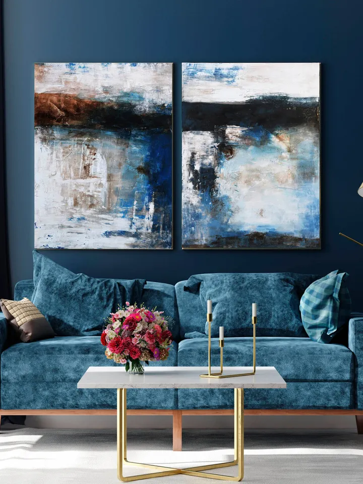 Abstract Painting.Painting on canvas original. Original painting. Modern painting.Blue Painting.Wall Decor.Landscape Painting.Blue