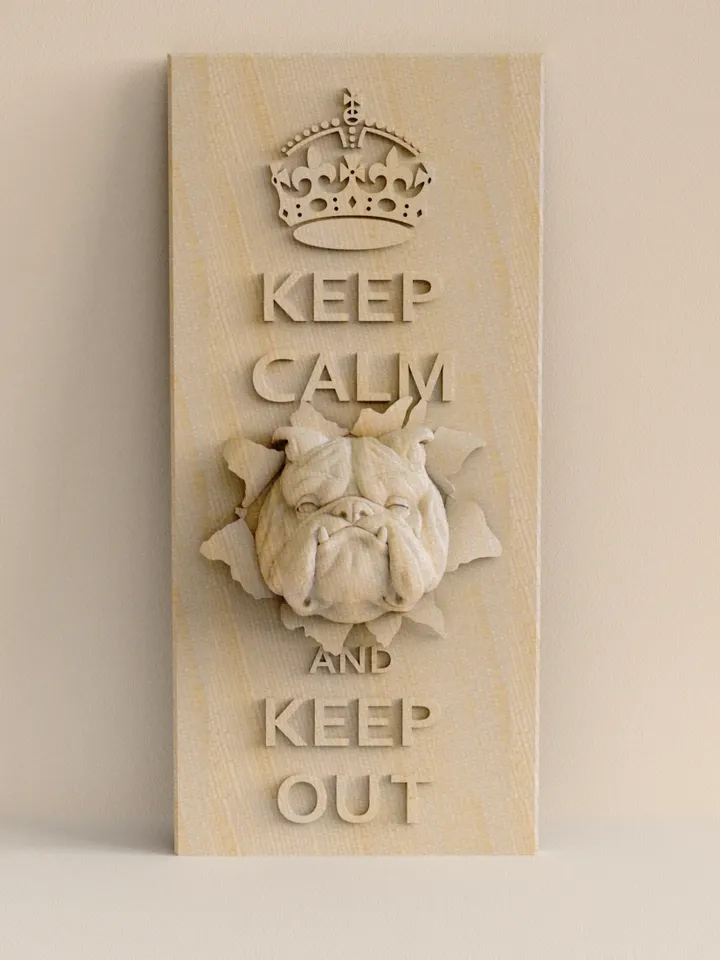 3D Model STL CNC Router file 3dprintable Panel Beware of dog