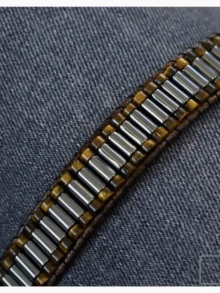 Natural Tiger's Eye Bracelet, Hematite Arm Band, Mascular Wristlet, Valentines Day Gift, Anniversary Gift, High Quality Gemstones Presents
