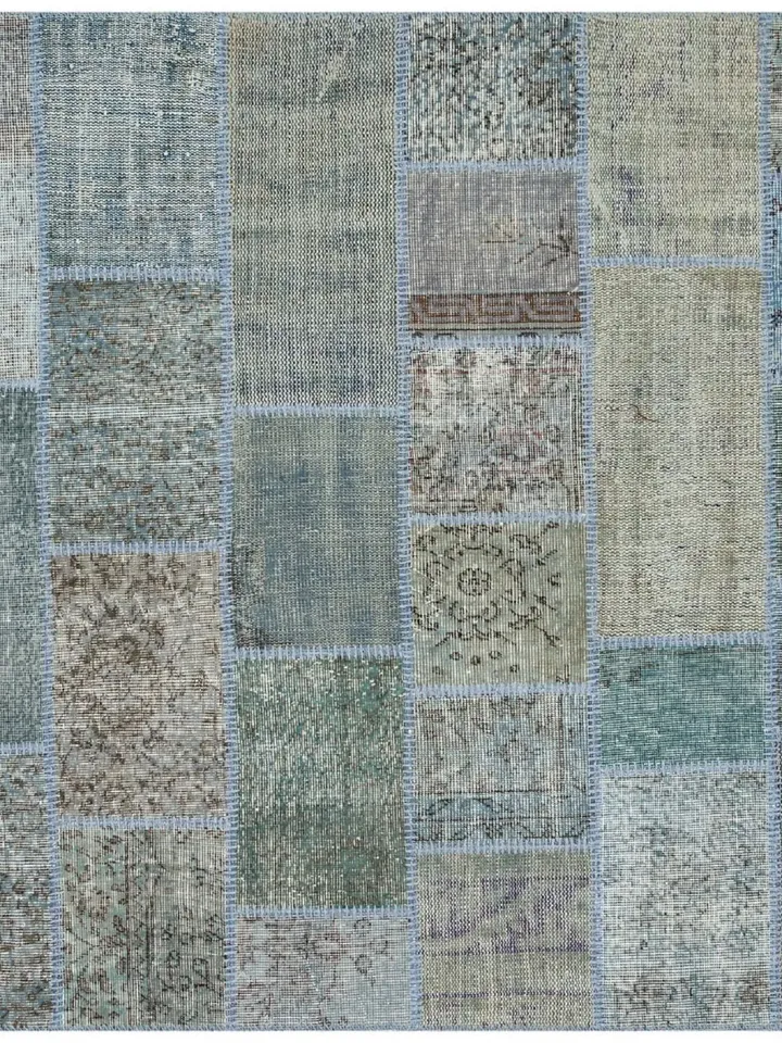 Blue Patchwork Kilim Rug, Handmade Turkish Patchwork Rug, 160x230 cm 5,3x7,5 ft ,