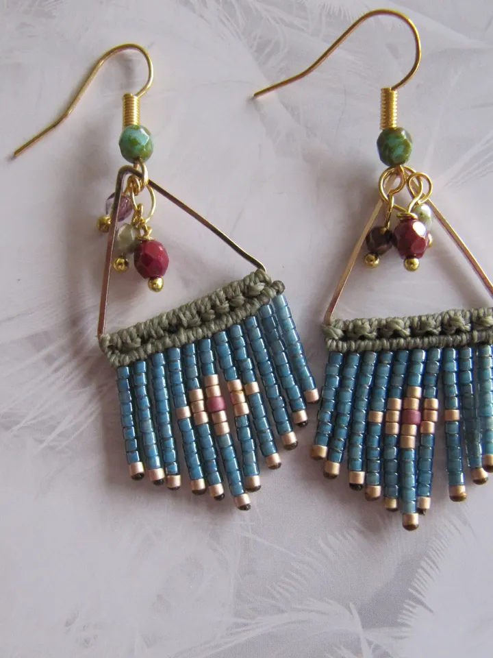 Miyuki macrame earrings, miyuki jewelry, Hippie earrings, macrame jewelry, miyuki jewelry, women earrings, gift for women, Christmas gift