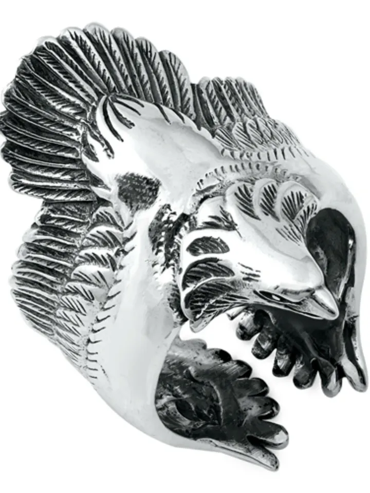 Sterling Silver Men's Eagle Ring, Wing extended Eagle Ring, Eagle Band, Sterling Silver Eagle Ring, Unisex Ring, Adjustable , Size 7 to 13