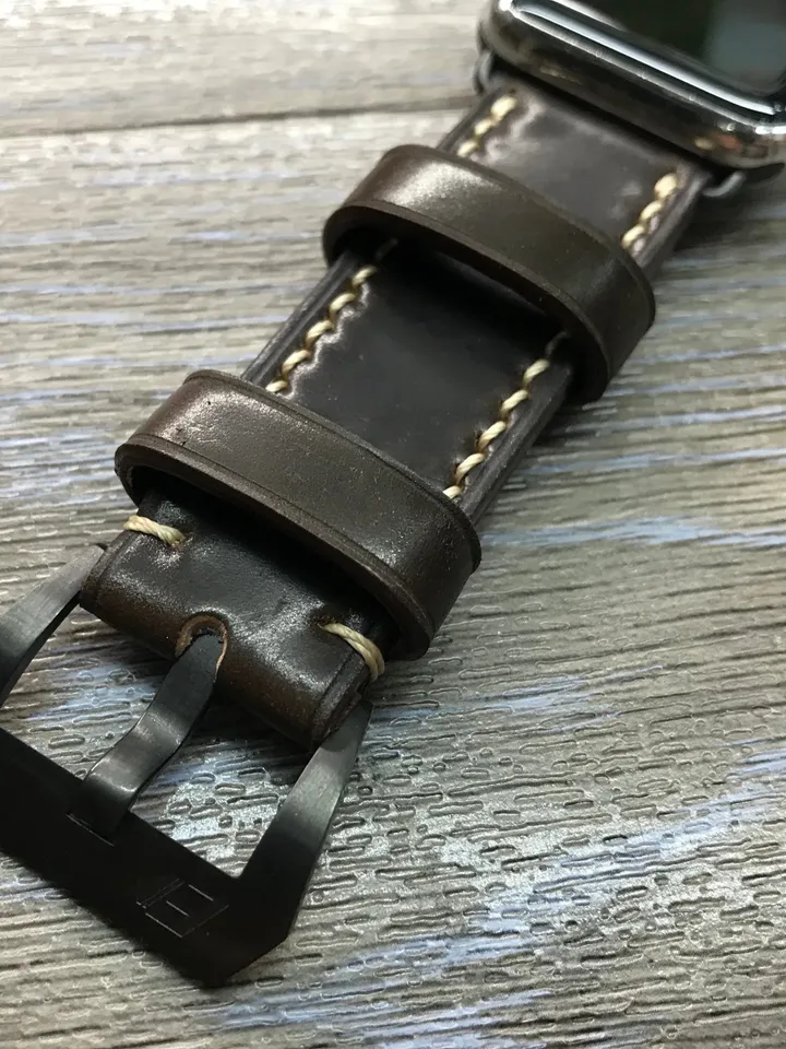 Apple Watch Band, Apple Watch Strap, Horween Shell Cordovan, DK Cognac, leather watch band, Apple Watch 38mm, 42mm, Series 3, FREE SHIPPING