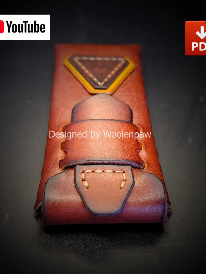 Leather glasses case / pen case - leather pattern. NS7