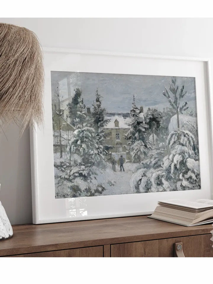 Antique Winter Village Painting, Christmas Art, Printable Holiday Decor Digital Download | 347