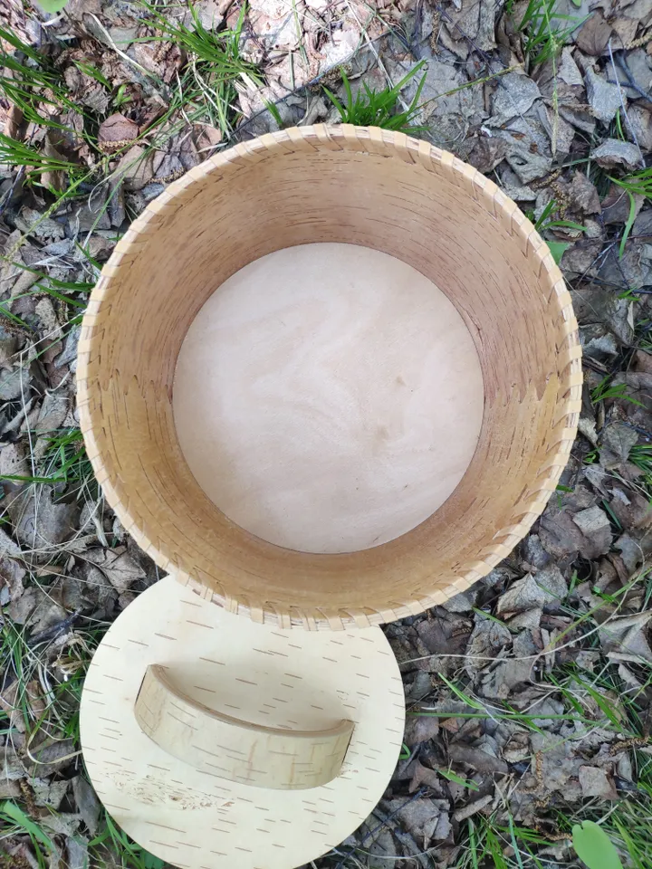 Birch bark box, wood box