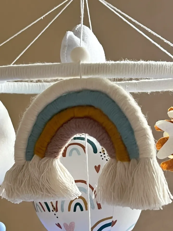 Hot air balloon mobile with animals, baby shower gift, baby boy mobile