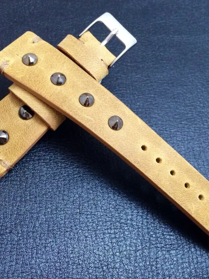 leather watch band, leather watch strap, 20mm watch band, 20mm strap, 19mm watch strap, 16mm buckle, khaki watch band, FREE SHIPPING