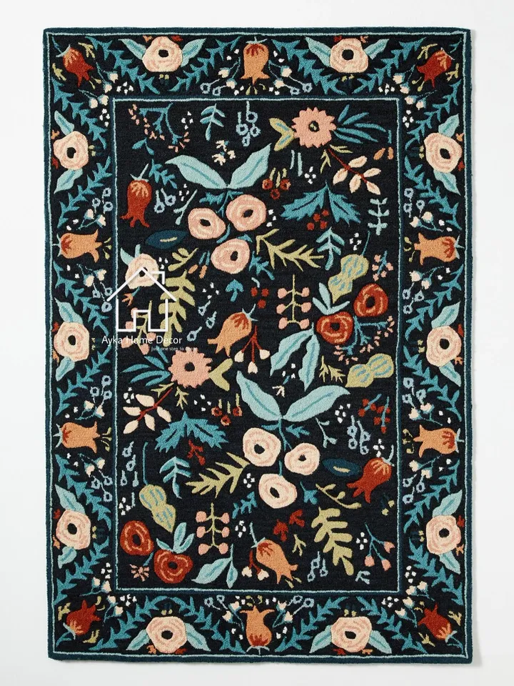 Ayka Vintage 100% Handmade Woolen Area Rug For Hall Kitchen Living Room Bed Room Bath Room Dining Room Kids Room Carpet / Christmas Gift