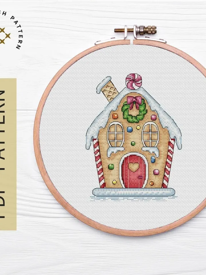 Christmas Gingerbread House Cross Stitch PDF, Merry Christmas Cross Stitch, Cross Stitch pattern Gingerbread, Gingerbread Christmas House