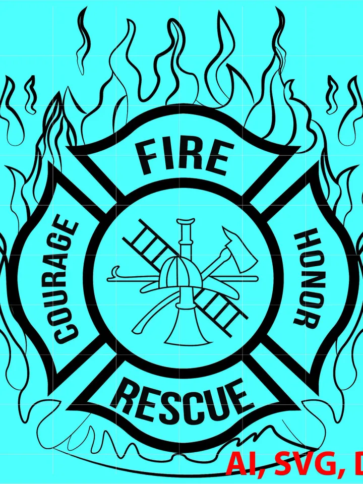 Fire Rescue Fire Fighters Badge, Logo, Seal, Custom, Ai, Vector, SVG, DXF, PNG, Digital