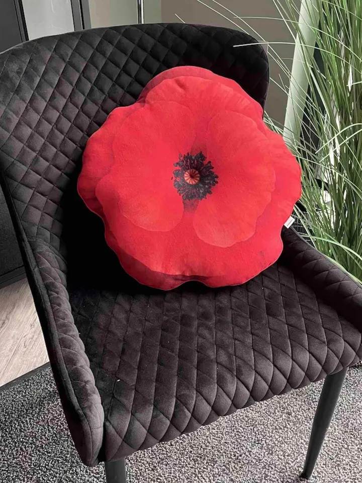 Red poppy pillow / big poppy pillow / wildflower / red poppies / Mohnblumen kissen / coquelicot / red poppy cushion / summer flower