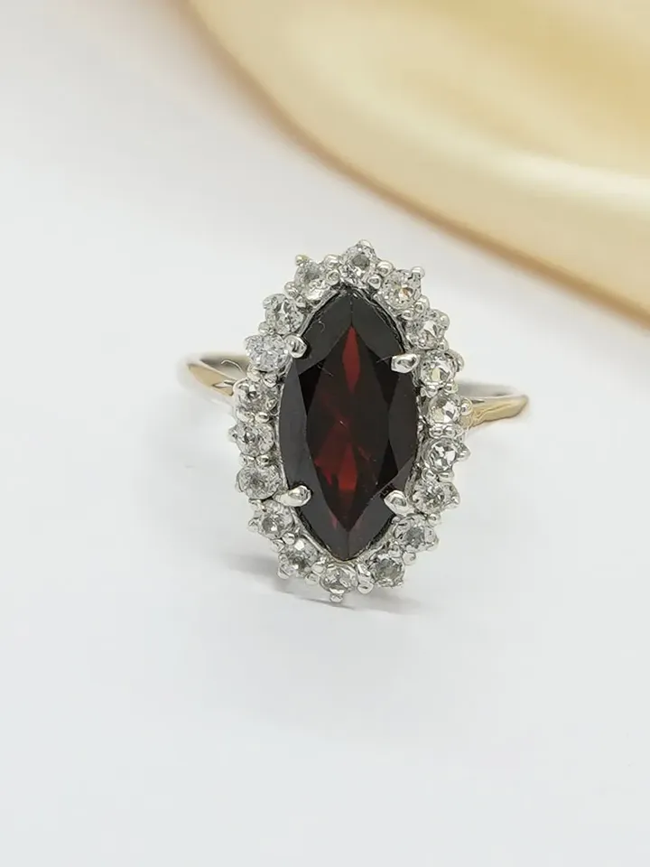 Natural Garnet Ring, 925 Sterling Silver Ring, Garnet Engagement Ring, Anniversary Gift, Women Ring, Garnet Jewelry, Bridal Ring