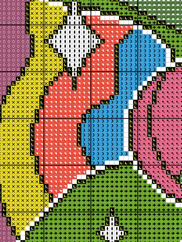 Hippie style cross stitch pattern. Abstract cross stitch pattern. Psychedelic art