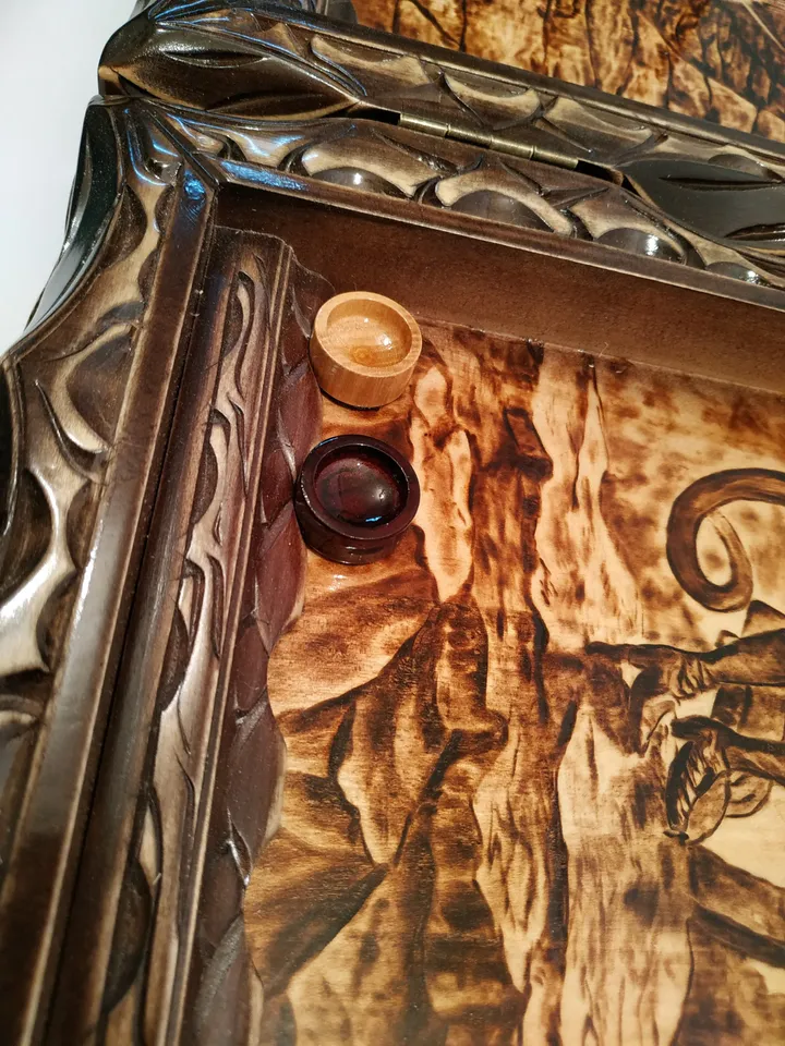 Backgammon set wood Personalized Backgammon Board Handmade Game for Real Men Backgammon Game Set Wood Carving Gift for Backgammon Lover