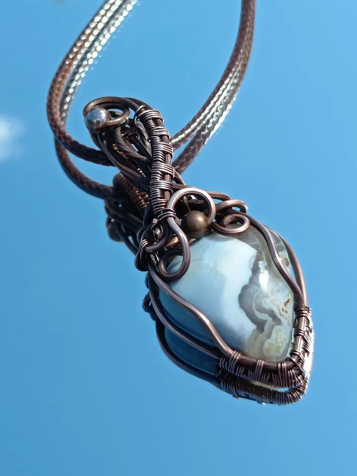 Wire wrapped wedding Handmade Jewelry, Opal owaihi Amulet Necklace