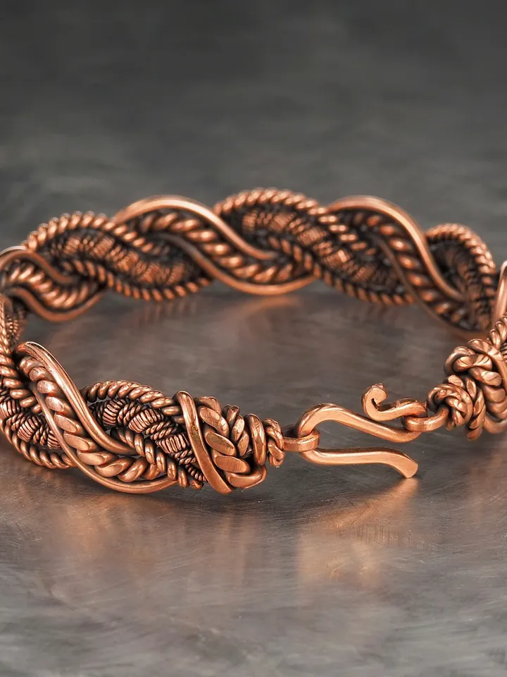 Copper wire wrapped bracelet for woman Unique artisan jewelry Handmade 7th Anniversary gift idea WireWrapArt jewellery