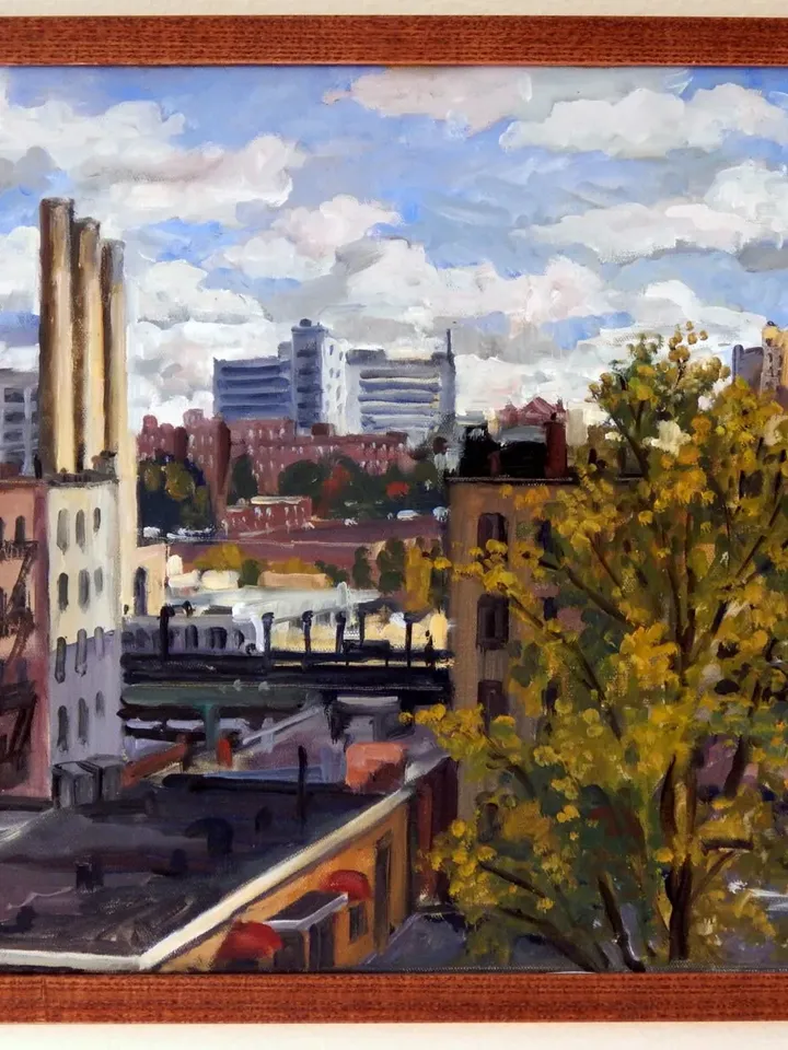 New York City Landscape -Bronx View/Inwood/NYC- 16x20 Oil on Canvas, Plein Air Impressionist Fine Art, Signed Original Cityscape