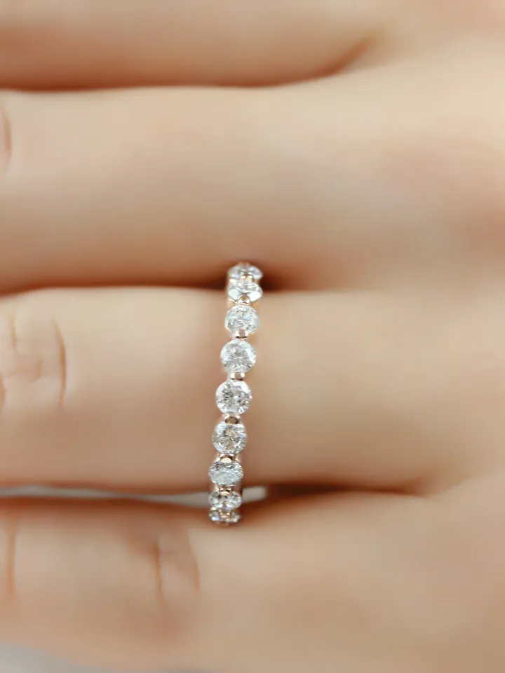 HALF ETERNITY BAND | Real Diamond Women Eternity Ring Band | 1 Carat Round Diamond Ring For Anniversary | Women Wedding Gift | 14k Gold Ring