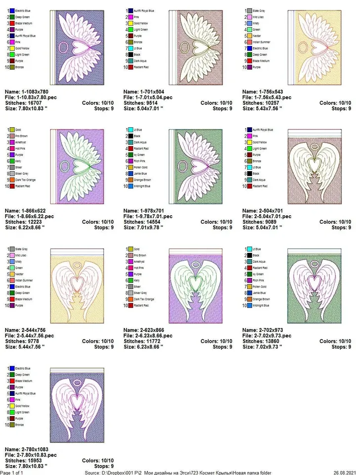 In the hoop bag embroidery designs Angel wings with heart ITH Cosmetic bag 5x7 6x10 7x11 8x12 hoop file for machine Instant Download