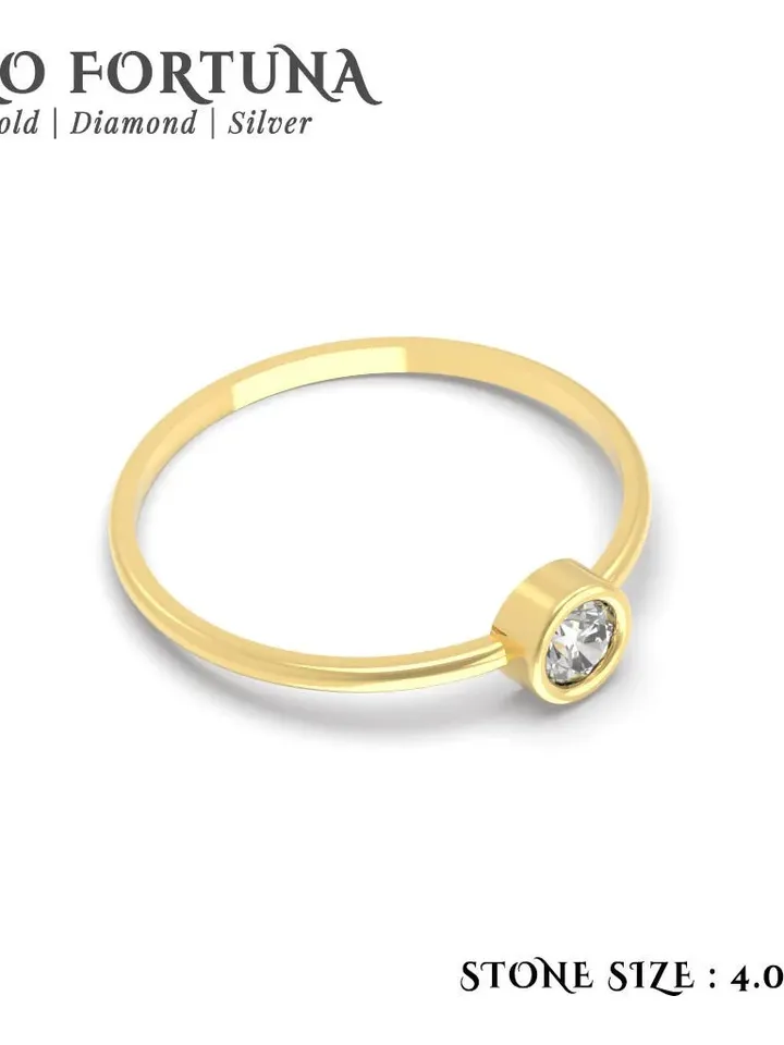 14K Gold Dainty 4.0 MM Solitaire Bezel Setting Engagement Ring Women, Minimalistic, Stylish, Trendy, Gift for Her, Anniversary, Valentines,