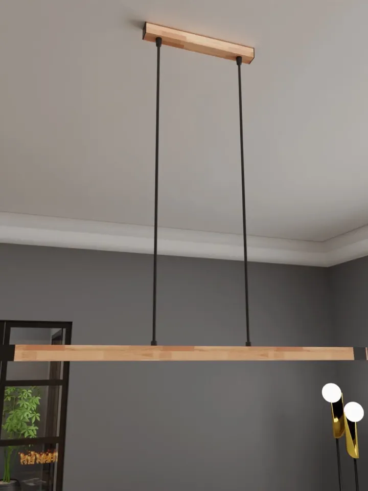 Wooden LED pendant light, wood chandelier